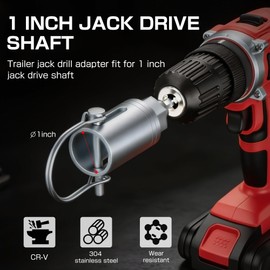 Trailer Jack Drill Adapter for 1 Inch Drive Shaft, Heavy Duty Stainless