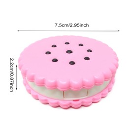 Honbay Cookie Shaped Contact Lens Case Travel Contact Lens Box with Mirror (Pink)