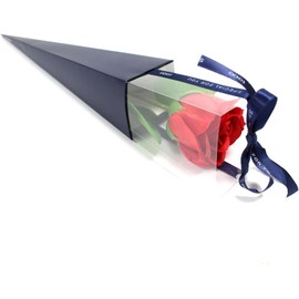 Luxury Red Soap Rose [Single Large] Romantic Flower in Holder Box. Valentines Day, Love Red Rose Floral Scented. Small Unique Gifts for Her.