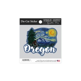 Die Cut Sticker Oregon, Bigfoot, Starry Night, Contour Vinyl Sticker 1 to 3 inches (Waterproof Decal for Cars, Water Bottles, Laptops, Coolers), Small