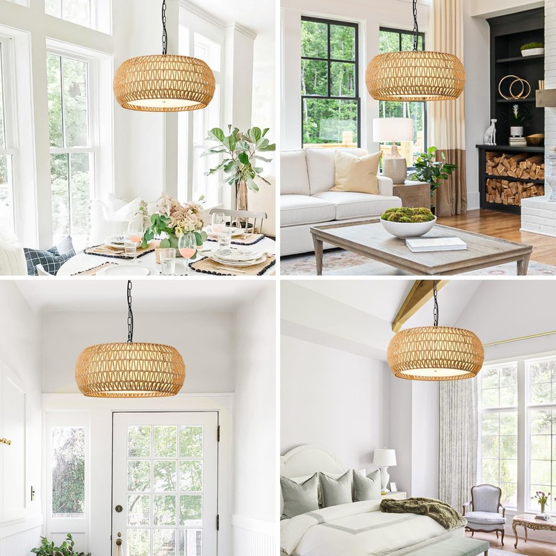 ALAISLYC 19 Inch Boho Chandeliers for Dining Room 5-Lights Farmhouse