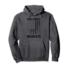 Maxwell Public Wildcats God. Family. Vintage USA Flag Pullover Hoodie