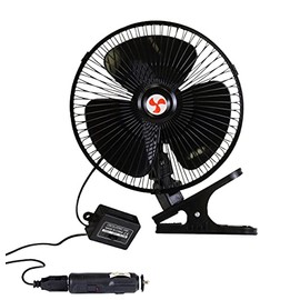 Koolatron 12V Oscillating Fan with Adjustable Neck, Heavy-Duty Non-Slip Clip, Two Speeds, Efficient Air Circulation for Car, SUV, Truck, RV, Boat
