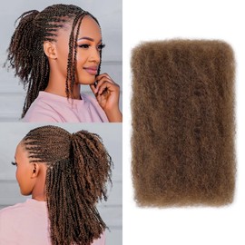 Afro Kinkys Bulk Human Hair -100% Real Human Hair for Mini Twist, Braiding, Loc Extensions & Crochet, Kinky Curly Hair Bundles, Natural Afro Bulk for Dreadlocks(4#, 22 Inch(Pack of 1))