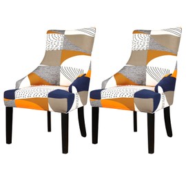 Lellen Wingback Side Chair Slipcover - Stretch Armless Wingback Chair Slipcover,Wingback Chair Covers with Pattern,Wingback Dining Chair Covers,Arm Chair Protector Cover for Room Home Decor （2PCS）