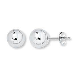 AVORA 10K White Gold 4mm Polished Ball Stud Earrings