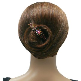 JCGY Mid Size Ornate Crystal Barrette Sparkly Crystals French Clip Clasp 5A86600-1pinkFu