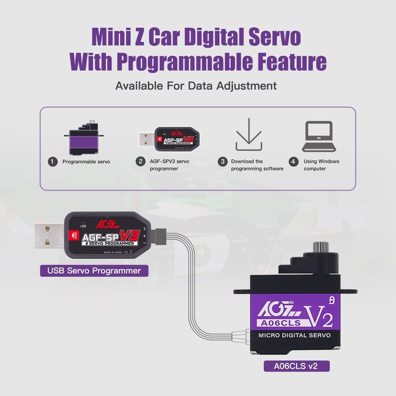 AGFRC Mini-Z-Car Micro Steering Servo - 6g High Speed Full