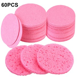 60 Count Facial Sponges Compressed Face Sponge Natural Cleaning Sponge for Facial Cleansing, Exfoliating Mask, Makeup Removal (Pink)