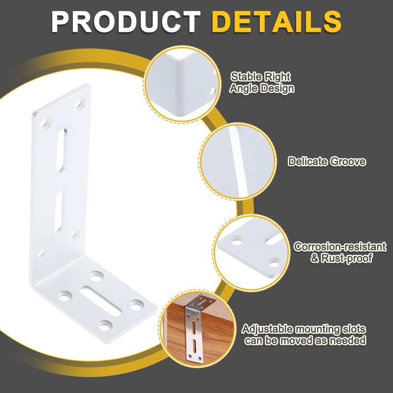 uxcell 2Pcs Adjustable L-Shape Corner Brace, 60 x 120 x