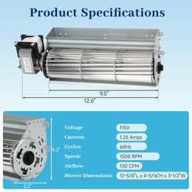 250-03861 250-00589 8900755A Convection Blower Fan for Travis Industries Avalon & Lopi Pellet and Gas Stoves Fireplaces Inserts, Enviro Wood Stoves Replace 8900755A 250-03861 250-00589 EC-069 EC069