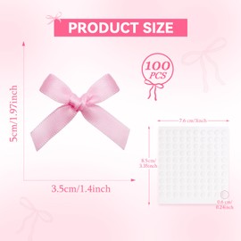 EONSUI 100PCS Mini Pink Bows Decoration with Glue Dots, Tiny Satin Ribbon Ornaments for DIY, Crafts, Favors, Fit for Wedding, Birthday, Bachelorette Party, Bridal Shower, Engagement, Baby Shower