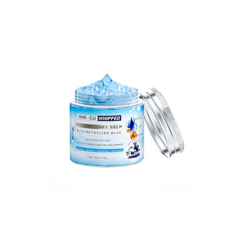 Face Moisturizer Whipped Beef Tallow Balm GHK-Cu, Manuka Honey-2Oz