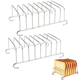 LNQ LUNIQI 2Pcs 8 Slice Toast Bread Rack Stainless Steel Toast and Bread Holder​Breakfast Loaf Stand Cooling Grid Bread Rack Air Fryer Accessories