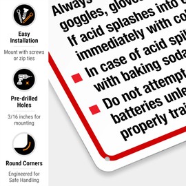 Battery Charging Safety Checklist Sign, 10x14 Inches, Rust Free .040 Aluminum, Fade Resistant, Indoor/Outdoor Use, Made in USA