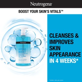 Neutrogena Neutrogena Hydro Boost Fragrance Free Face Wash, Hydrating Gel Facial Cleanser with Hyaluronic Acid, Daily Foaming Face Wash & Makeup Remover, 16 fl. oz