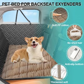 Glamesviehjkln Backseat Pet Bed Mat, Dog Bed for Car Back Seat, Soft & Fuzzy Dog Seat Covers, Non-Slip Travel Pet Mat, Fit for Backseat Extenders and Trucks SUVs(Coffee, 60 * 137cm)