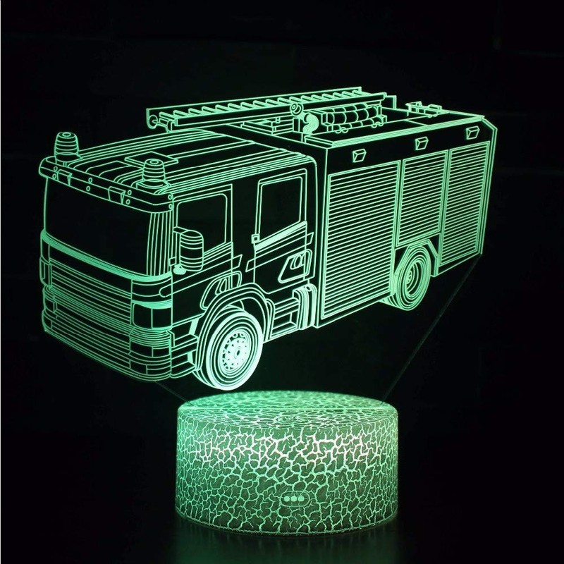 YTDZLTD Optical Illusion 3D Fire Brigade Car Night Light 16