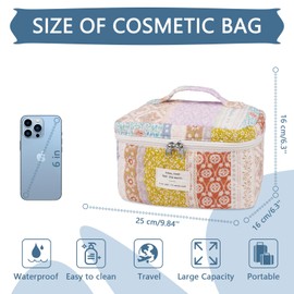 Large Makeup Bag, Cute Cosmetic Bag for Women Girls, Floral Coquette Aesthetic Toiletry Bag, Travel Make Up Organizer Bag(Multicolor)