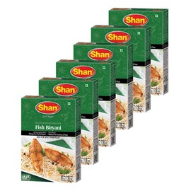 Shan Fish Biryani Recipe & Seasoning Mix 1.76 oz (50g) - Aromatic Spice Powder for Spicy Fish Layered Pilaf, Fried Fish & Seafood Dishes - Delicious Fish Seasoning in Airtight Bag in a Box (Pack of 6)