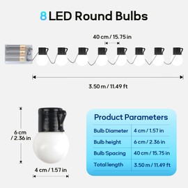 Battery Operated String Lights for Marquee Light Up Letters Numbers LED 8-Bulb White Indoor Outdoor Cool White Light Bulbs Bedroom Wall Christmas Decor Wedding Birthday Party Decorations