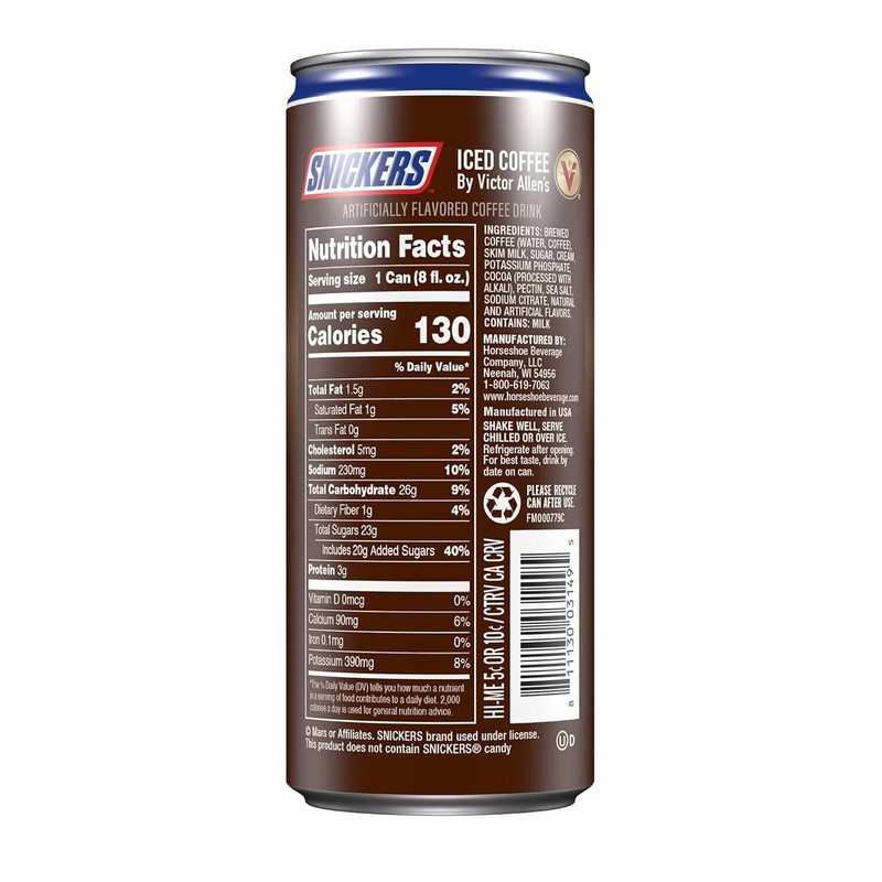 Allen Victor Allen's Coffee Snickers Iced Coffee Latte Ready to