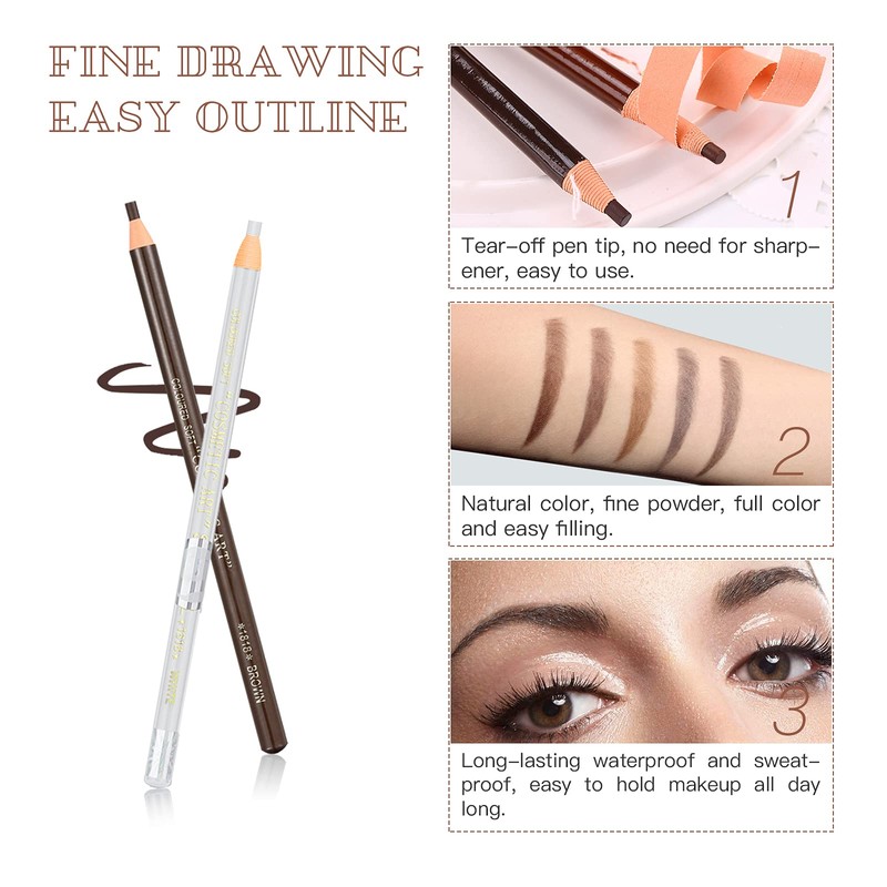 LSxia Waterproof Eye-Brows Pen-cil Set, Pull Cord Peel-off Eyebrow Pencil