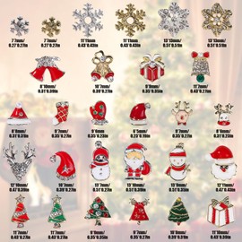 Christmas Nail Parts Set of 28 3D Nail Metal Parts Cute Santa Claus Snowman Snowflake Christmas Tree Reindeer Bell Nail Parts Stone Gold Silver Nail Art Jewelry Parts Decor Parts Charms (Mix A)