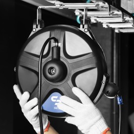 SGCB Retractable Extension Cord Reel 33 Feet Electric Cord Reel with 12AWG/3C SJTOW 15A Circuit Breaker 3-Lighted Triple Outlets for Home Garage Workshop Maintenance Shop