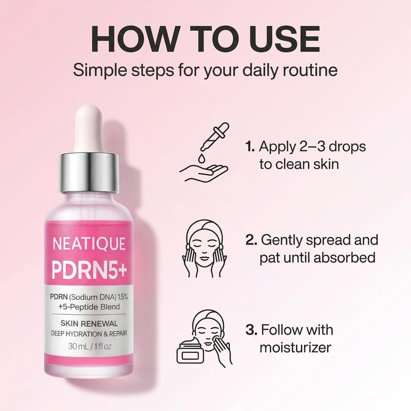 NEATIQUE PDRN 1.5% with 5-Peptide Blend Hydrating Face Serum, 1