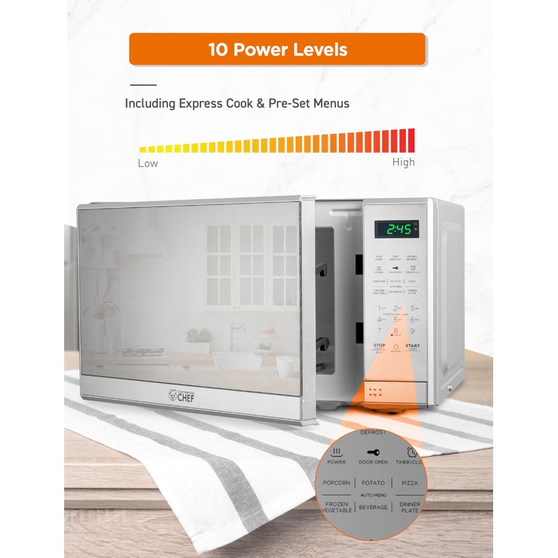 COMMERCIAL CHEF 0.7 Cu Ft Microwave with 10 Power Levels,