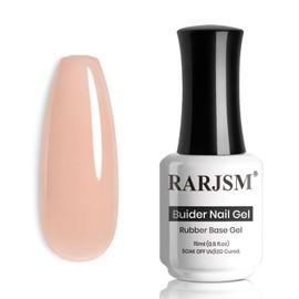 RARJSM Rubber Base Coat Gel Polish Nude Eggshell Pink Skin Tone Rubberbase Gelpolish for Nails Natural Color French Manicure Extend Soak Off Curing Requires Single Bottle 15ml Salon Home DIY Use