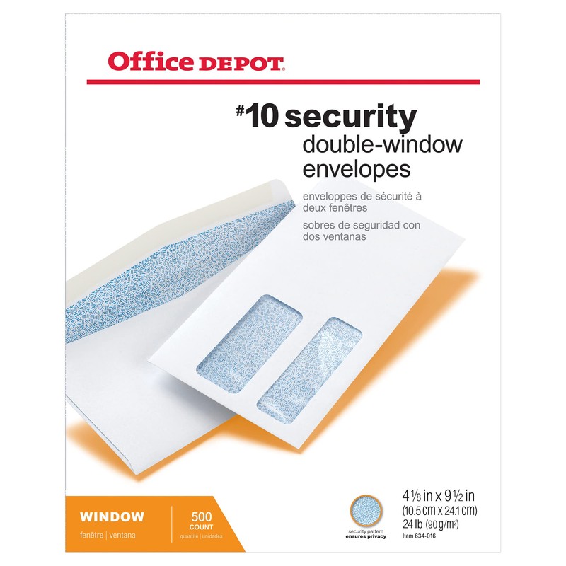 Office Depot Double-Window Envelopes, 10 (4 1/8in. x 9 1/2in.),