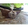 ◦•●◉✿ SCHWARZES OKTOBERFEST BAYERN DOPPEL HERZ HALSBAND ✿◉●•◦ veganes Leder,
