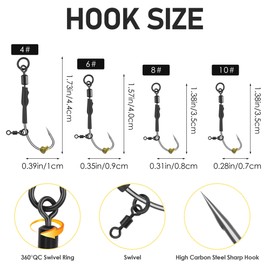 Luroad 8 Pcs Ronnie Rigs with Swivel, Curved Barbless Barbed Carp Fishing Ronnie Rig Hooks with Teflon Coated, Hair Rigs for Carp Fishing