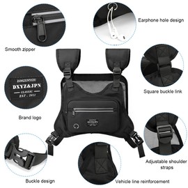 GUSTAVE® Chest Bag for Men Women, Stylish Tactical Vest Chest Bag Men, Adjustable Rig Bag for Hiking, Camping, Night Running, Exercise