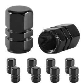 FUZVOL 8PCS Dust Caps Aluminium Alloy Tyre Valve Caps Leak-Proof Wheel Caps Universal Metal Tire Covers with Seal Ring for Car Truck Bike Motorcycle（Black）