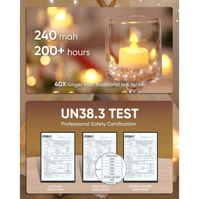 Homemory Pack Of 50 Amber Led Tea Lights Realistic Flickering