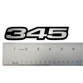 2X (Pair/Set) VMS Racing 345 Silver on Black Highly Polished Aluminum Emblems