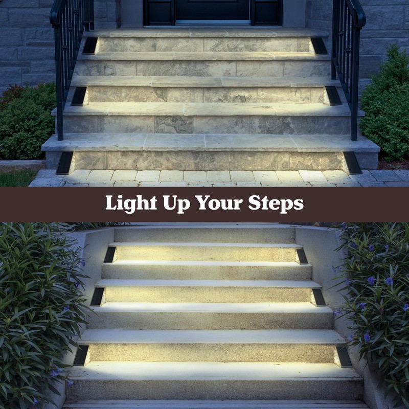 Solar Step Lights for Outside 6-Pack - LED Solar Stair