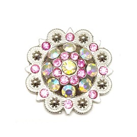 Berry Conchos with Screws Metal Flower Rhinestone Conchos 12 Pieces