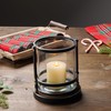 Stonebriar Industrial Black Metal Cage Pillar Candle Holder with Removable