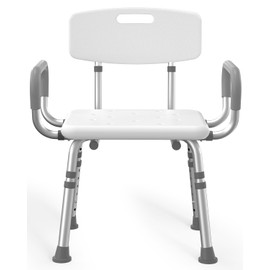 HOMLAND Indoor Shower Stool with Armrests and Backrest - Shower Stool for Bathtubs, Height Adjustable Safety Shower Stool for Seniors, Adults and Disabled Persons