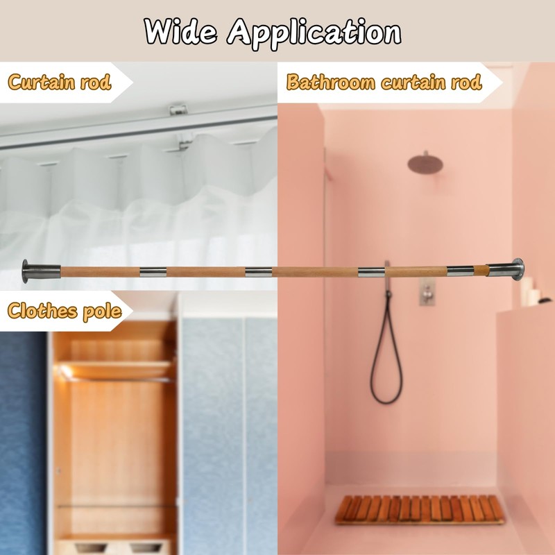 Beyeutao Wooden Closet Rod Adjustable 48-60 inches Closet Rod for