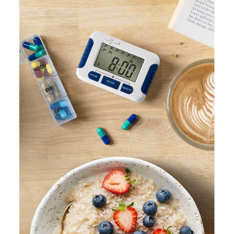 TabTime Pill Reminder with 8 Alarms per Day, Pill Tracker,