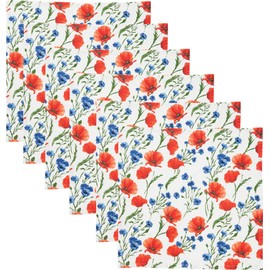 REDBEST Napkin, cloth napkin, pack of 6, 100% cotton, poppy, size 50 x 50 cm, robust, smooth fabric, with high-quality envelope hem