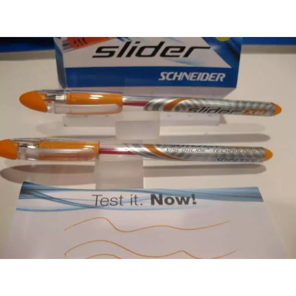 schneider 2 SCHNEIDER SLIDER VISCOGLIDE ORANGE PENS-SMOOTH WRITING, QUICK DRYING-XB