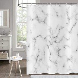 Hnmdmyi Shower Curtain Marble Look 180 x 200 cm, Grey and White Shower Curtains Chic 3D Crack Design Abstract Modern Luxury Art Bath Curtain Waterproof Polyester Fabric Washable Bath Curtain with