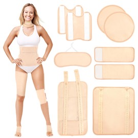 Texpot Castor Oil Pack Wrap, 9 Pcs Reusable Organic Castor Oil Pack Kit for Neck Chest Waist Back Knee and Feet, Adjustable Castor Oil Compress Pads for Insomnia Constipation and Inflammation