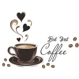 THXFUNAREA Wandtattoo Kaffeetasse Kaffee, Wandsticker Kaffeetasse, Wandaufkleber Kaffee Tassen, Coffee Wandsticker Für Küche Esszimmer Büro Cafe Deko Kaffeestube Wandkunst